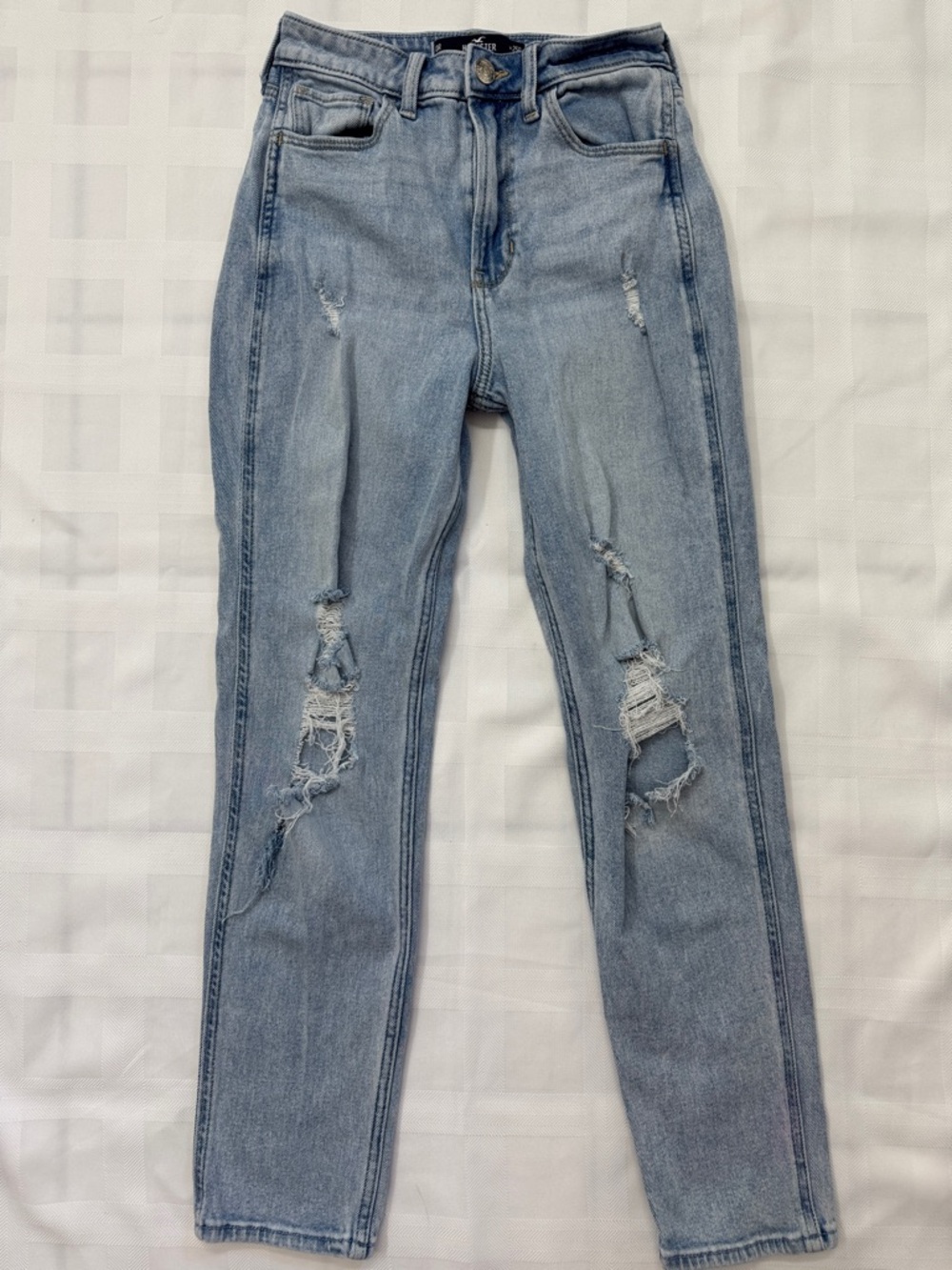 Hollister Light Blue Hi Rise Distressed Skinny Jeans